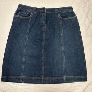 Talbots Denim knee length a-line skirt. Size 14, cotton/lycra